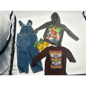 John Deere overalls with gloves and two shirts size 4